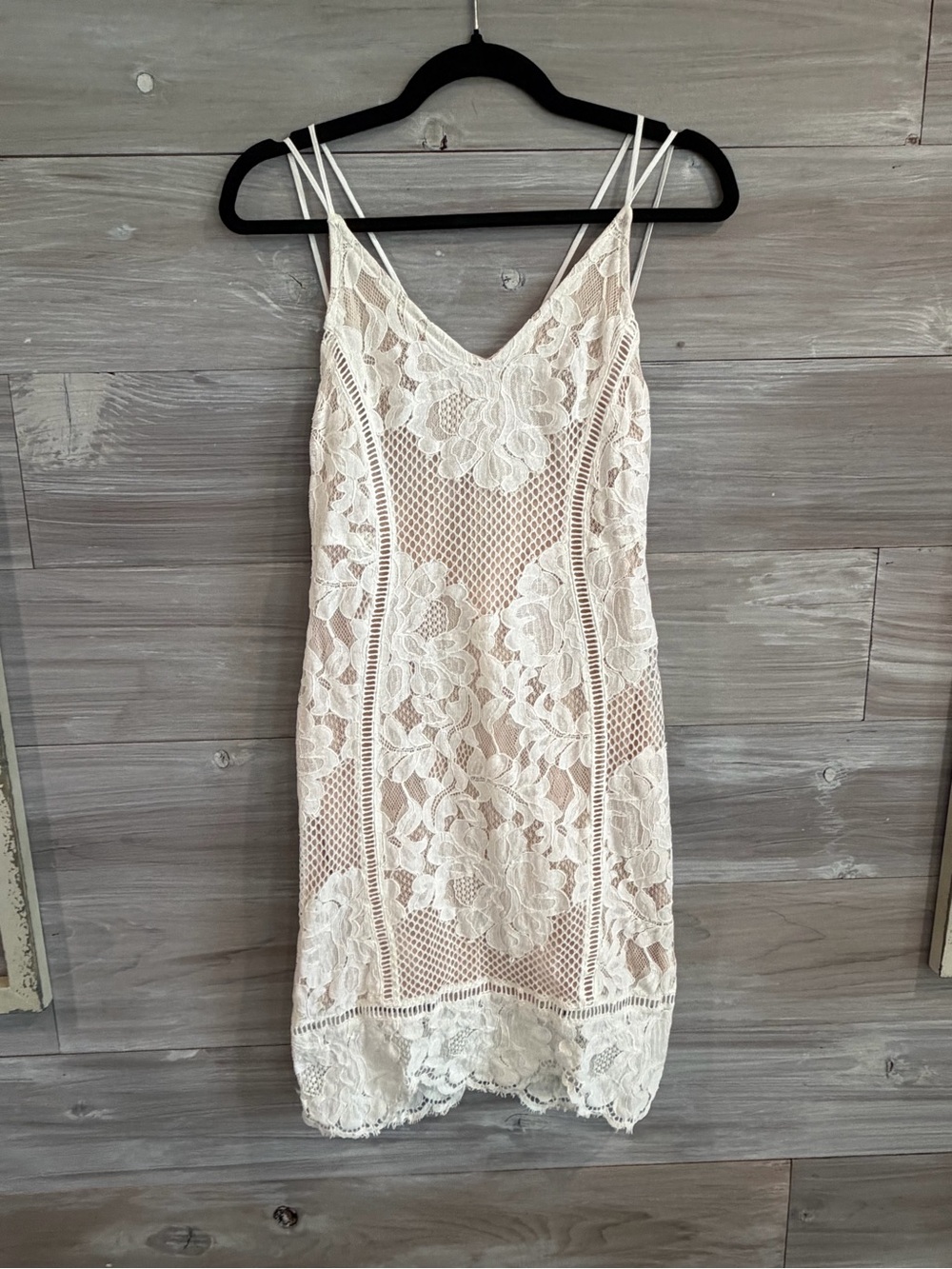 Lace overlay Dress - Cream Strappy Women's medium